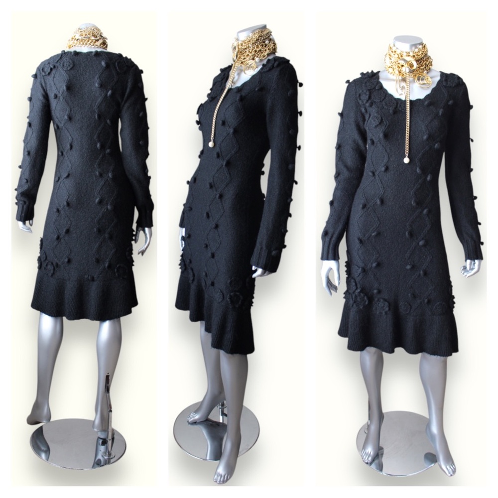 Black H&M Knit Decorative Sweater Dress